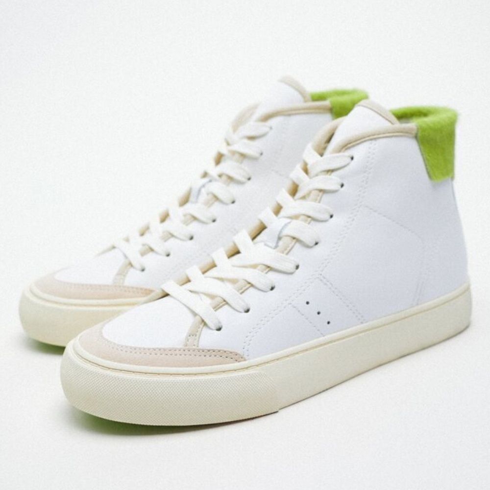 ZARA SIZE EU 40 womenโsโ9 shoes COLOURED LEATHER HIGH-TOP TRAINERSโ real leather